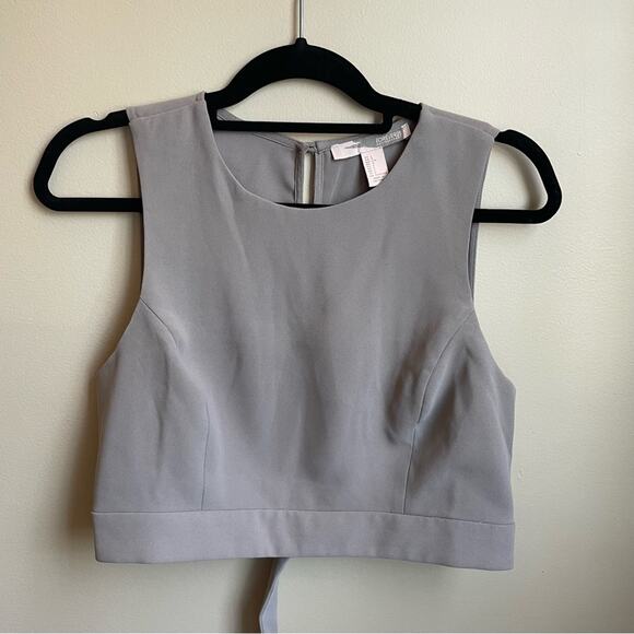 F21 gray open back structured cropped tank SIZE L - Picture 1 of 5